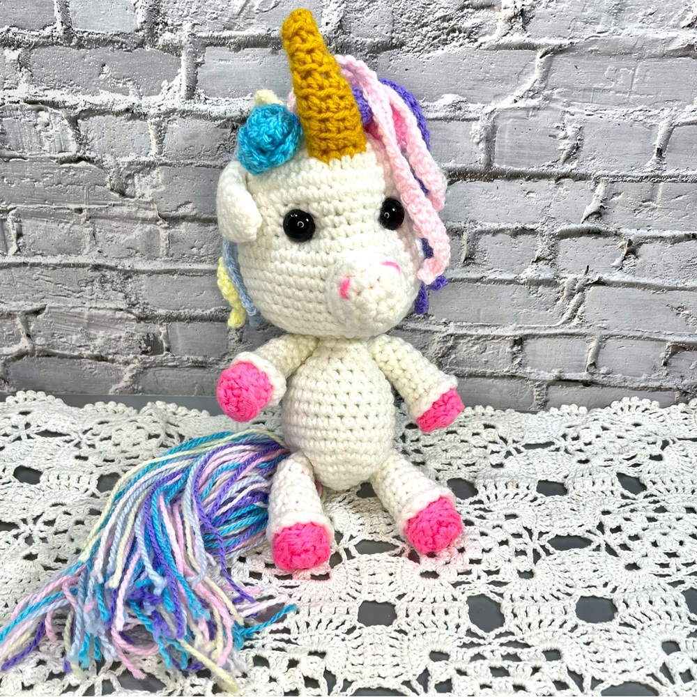 Crochet Unicorn Stuffed Animal - Handmade